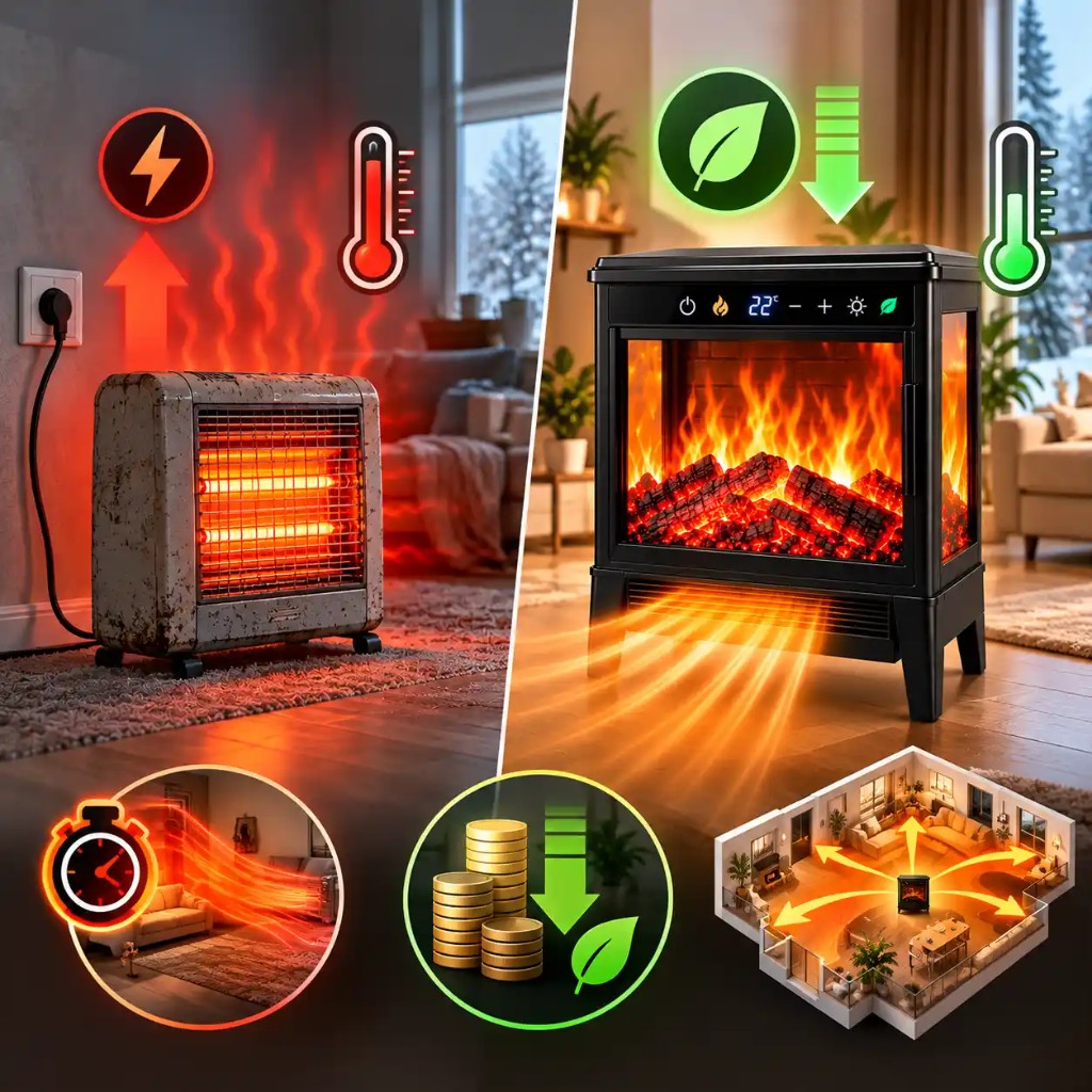FlameX vs tradycyjny grzejnik elektryczny — mniejsze zużycie i większe bezpieczeństwo